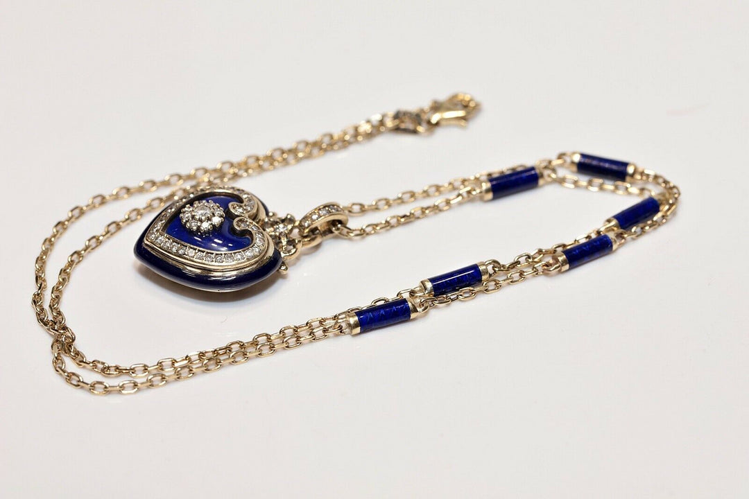 アンティーク ビクトリア朝スタイル 14K ゴールド 天然ダイヤモンド ハートネックレス