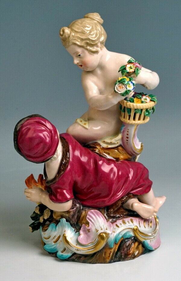 4 邁森 MEISSEN マイセン FIGUR GRUPPEN ALLEGORIE FRÜHLING SOMMER HERBST WINTER UM 1860