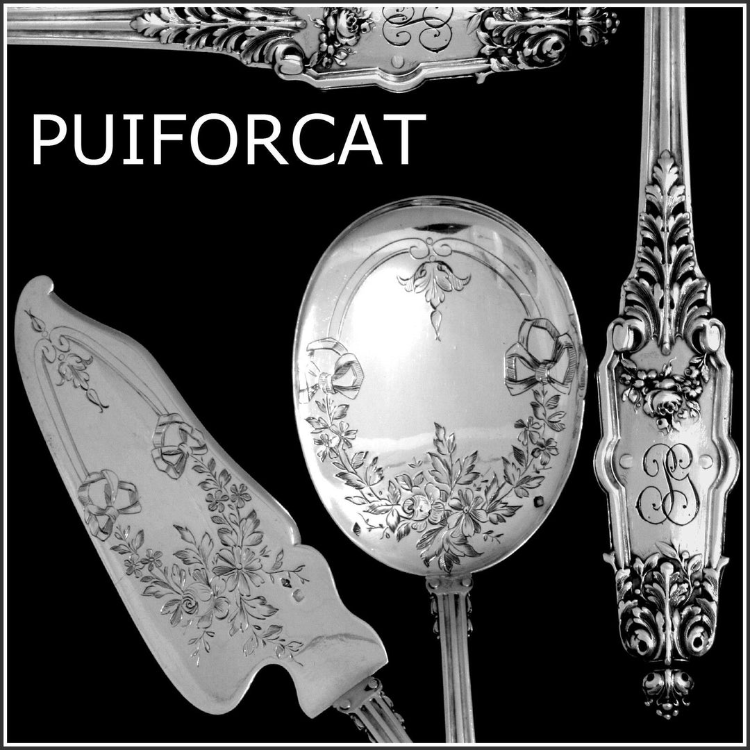 Puiforcat Fabulous French All Sterling Silver Ice Cream Set 2 pc Acanthus