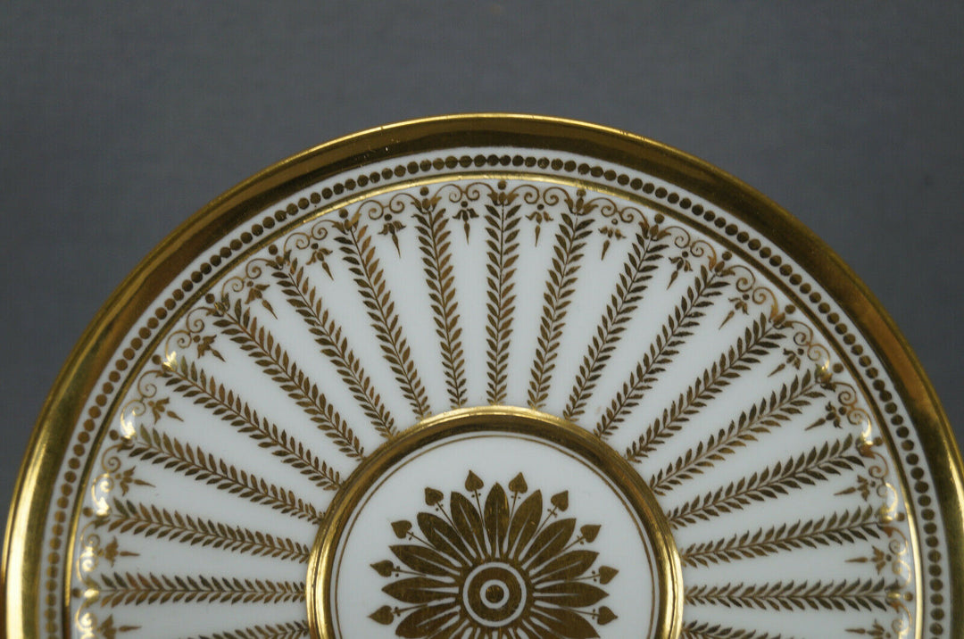 Authentic Sevres Gold Gilt Laurel Leaves Empire Form Tea Cup & Saucer Circa 1822