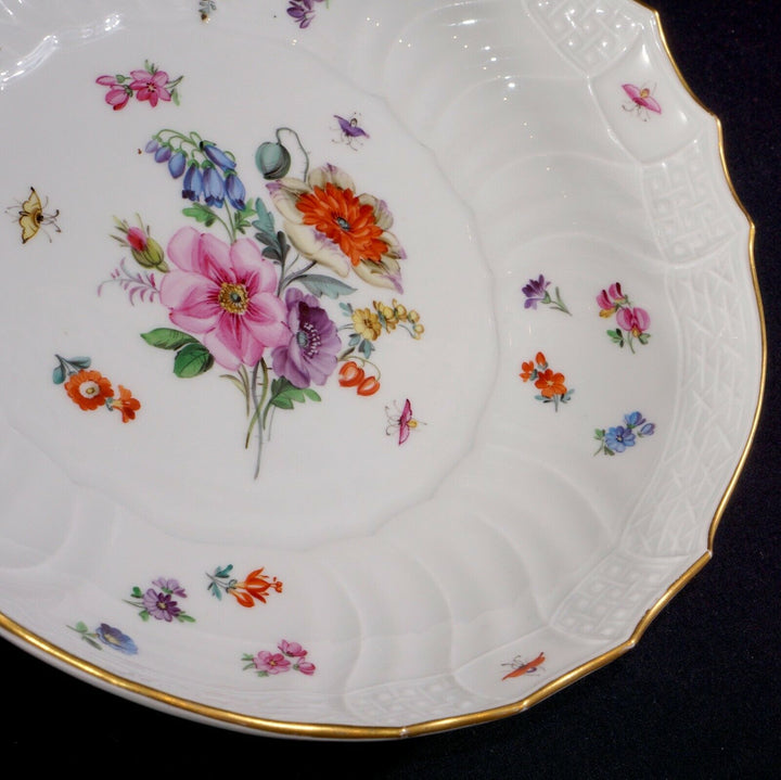 Antique Meissen Flowers & Insects large serving fruit /salad bowl 25 cm, Superb