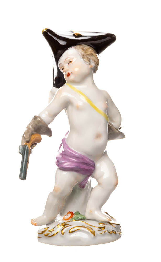 マイセン人形　ピストルを持った仮装キューピッド(小)　V. アジエ作 　一級品 　15号