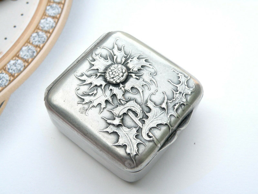 Antique French Sterling Silver Pill Box Fabulous Decor