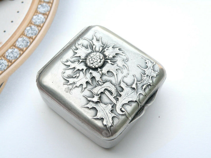 Antique French Sterling Silver Pill Box Fabulous Decor