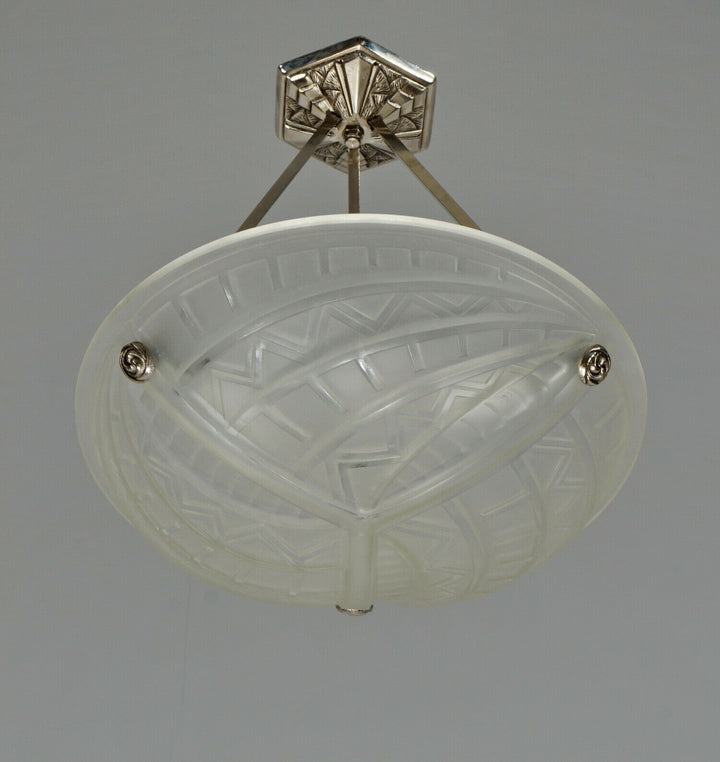NOVERDY : FRENCH 1930 ART DECO PENDANT CHANDELIER ... suspension lamp muller era