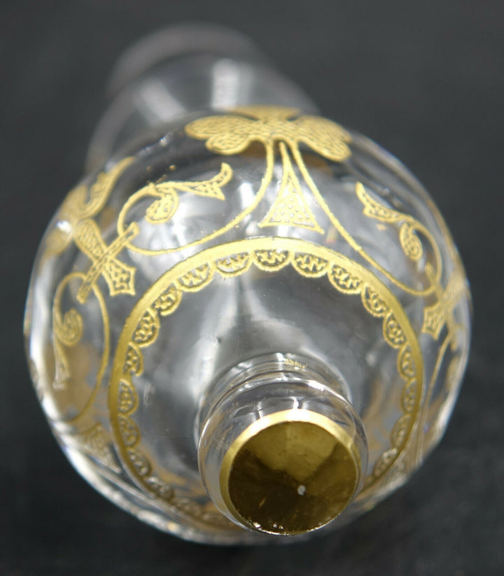 French Baccarat Crystal Handled Wine Decanter Gold Encrusted Fleur De Lys 1907