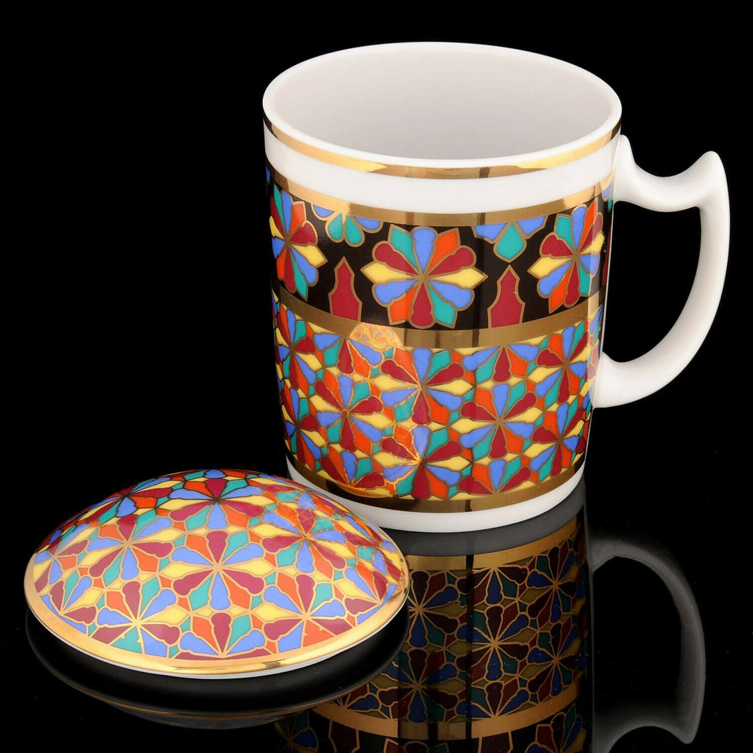 インペリアルポーセリン　蓋つきマグカップ＆ソーサーセット　ゴシック "GOTHIC" #1　ロモノーソフ