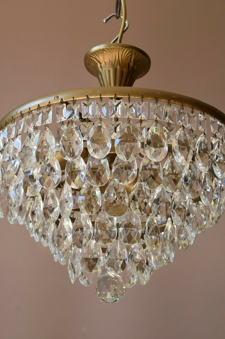 Flush Antique French Vintage Crystal Chandelier Pendant Ceiling Hallway Lighting