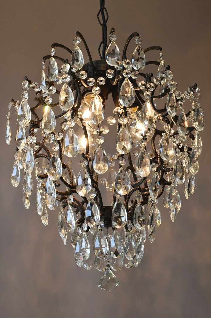Cage Antique Style Vintage Crystal Chandelier, Bar Lighting Light Pendant Lamp