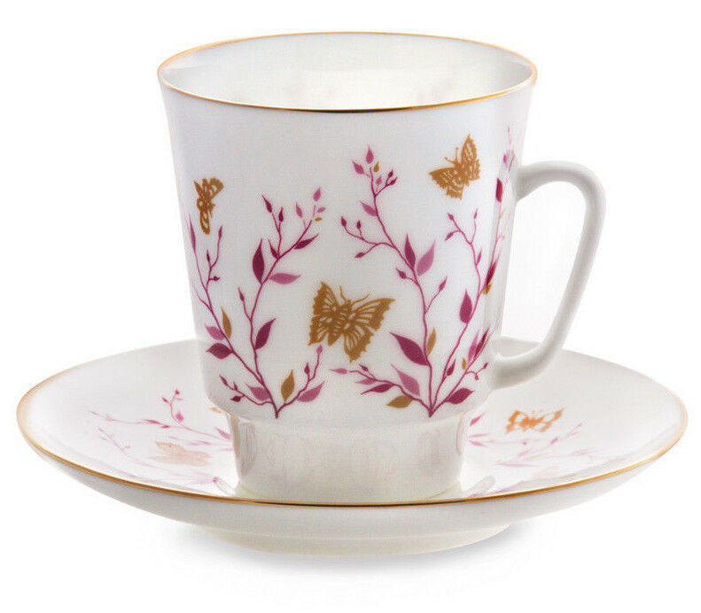Bone China Teacup and Saucer by Imperial Porcelain Lomonosov LFZ IFZ Pink Cup