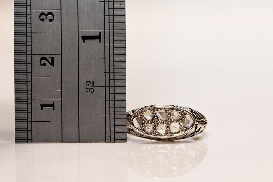 アンティーク オリジナル アールデコ 18K ナチュラルローズカットダイヤモンドのリング