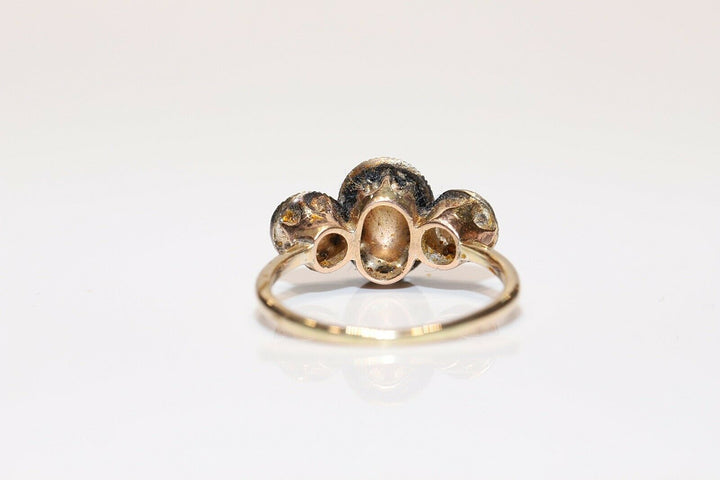オリジナル ヴィンテージ 14K ナチュラルローズカットダイヤモンドのリング