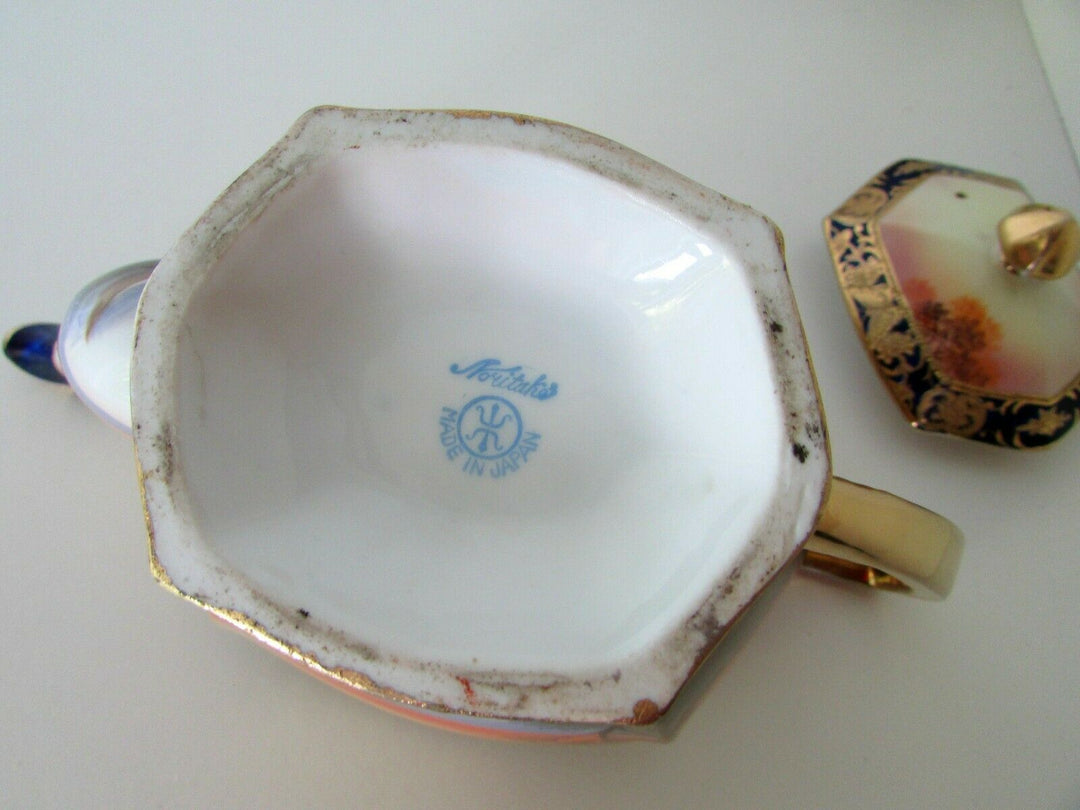 ANTIQUE NORITAKE JAPAN ART DECO CHINA PORCELAIN GILDED SCENIC PAINTED TEA POT