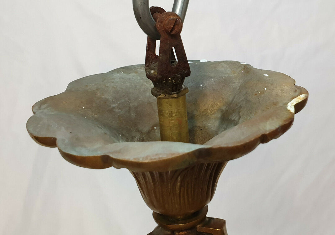 lanterne lustre d’alcôve en cristal moulé et bronze vers 1900 Baccarat