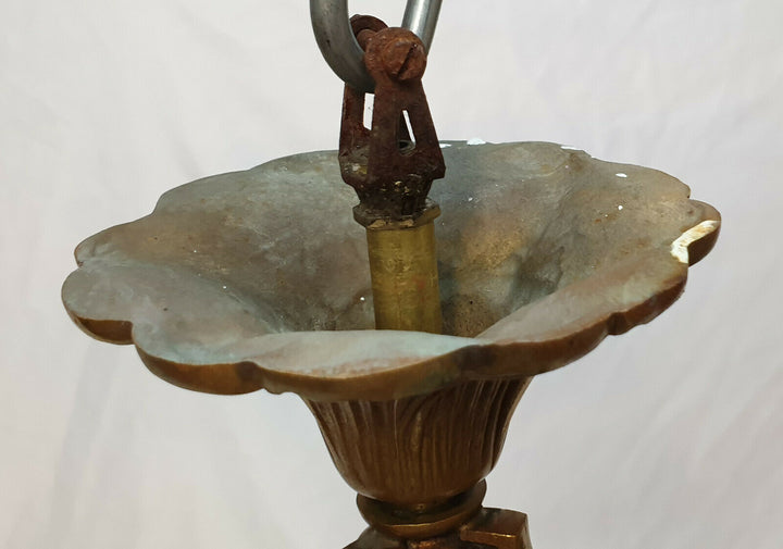 lanterne lustre d’alcôve en cristal moulé et bronze vers 1900 Baccarat