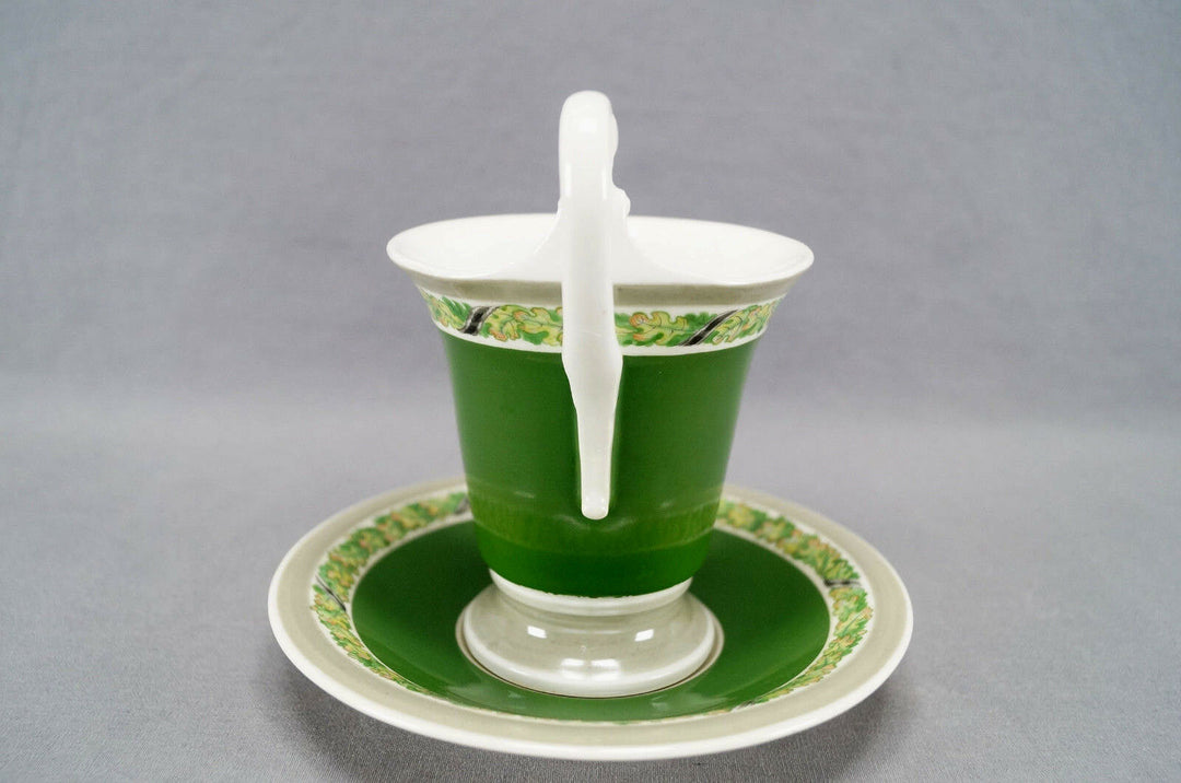 KPM Berlin Hand Painted WWI Frederick the Great Portrait & Green Empire Form Cup