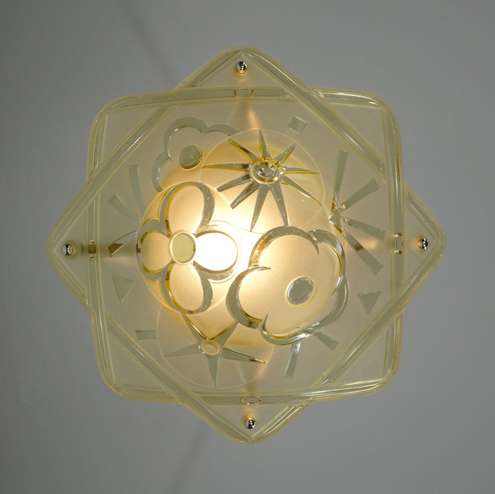 DEGUE : FRENCH 1930 ART DECO CHANDELIER ... pendant lustre lamp lampe muller era