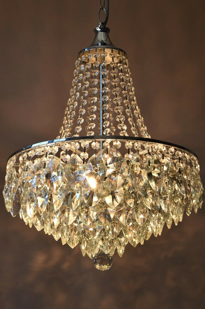 Empire Vintage Crystal Chandelier, Silver Antique Lighting French Big Light lamp