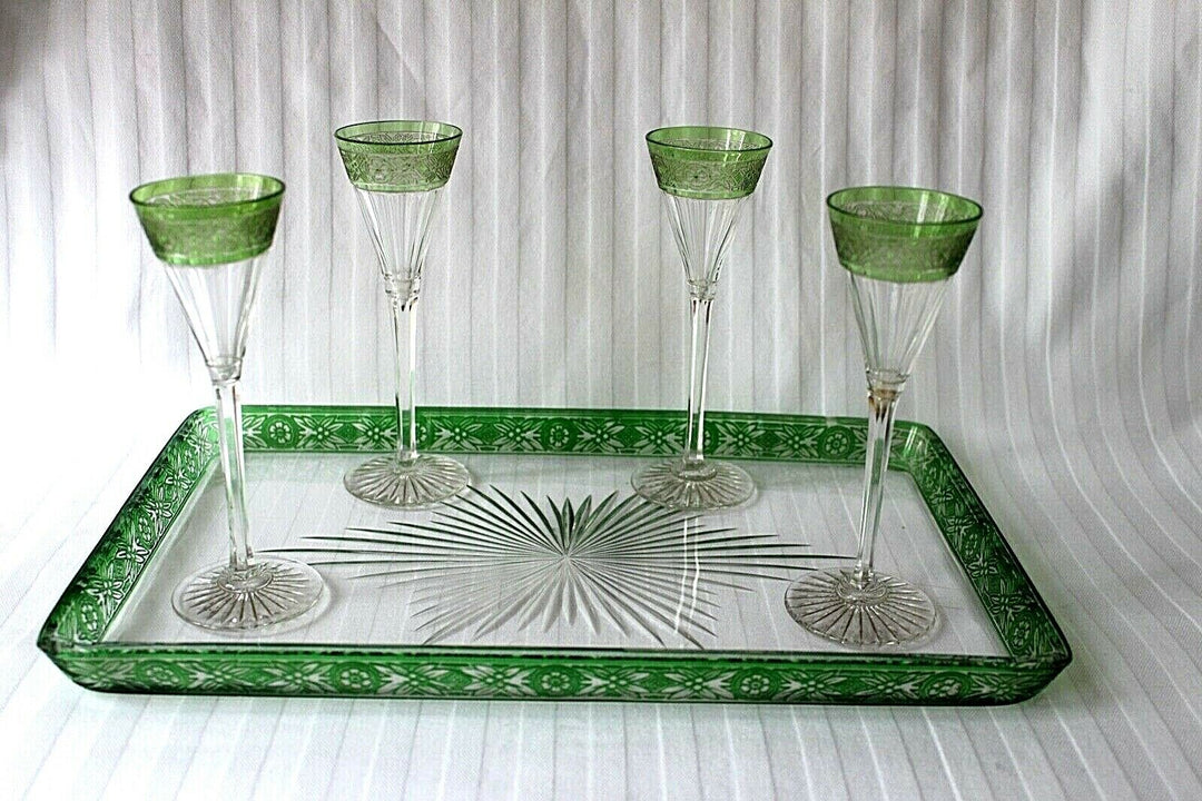 Antique French Baccarat cut crystal stemware decanter set c 1900