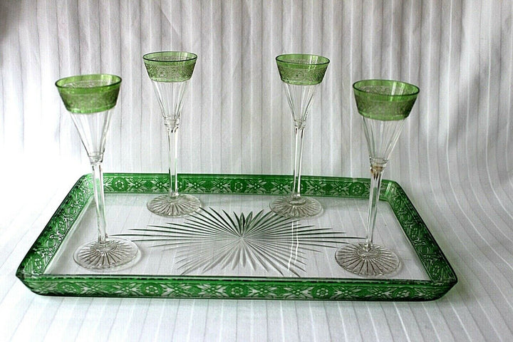Antique French Baccarat cut crystal stemware decanter set c 1900