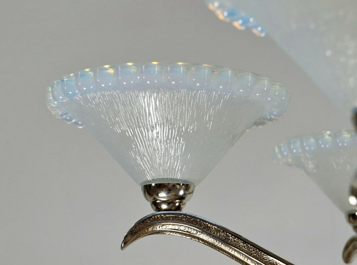 EZAN EJG J.GAUTHIER : LARGE FRENCH OPALESCENT ART DECO CHANDELIER ... 1930 1935