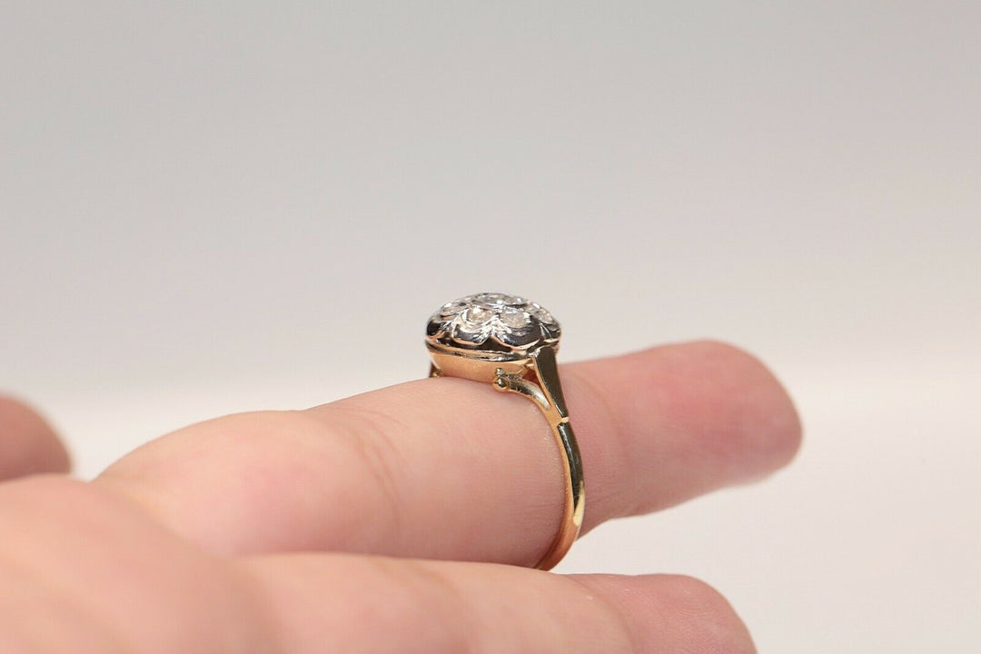 アンティーク 18K ナチュラルローズカットダイヤモンドのリング