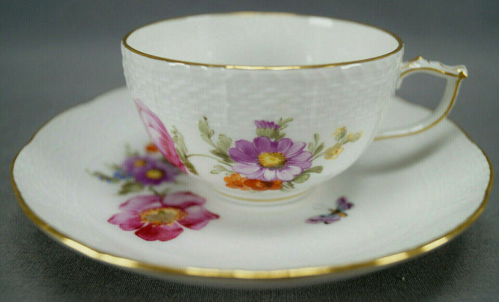 KPM Berlin Hand Painted Dresden Floral Butterfly & Gold Tea Cup & Saucer B