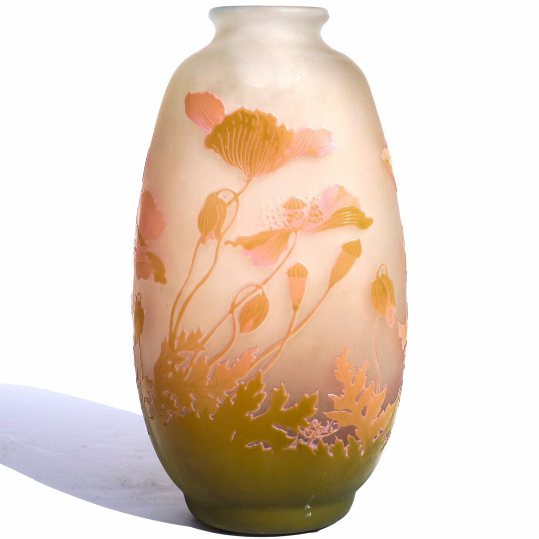 Emile Galle Art Nouveau Cameo Floral Vase