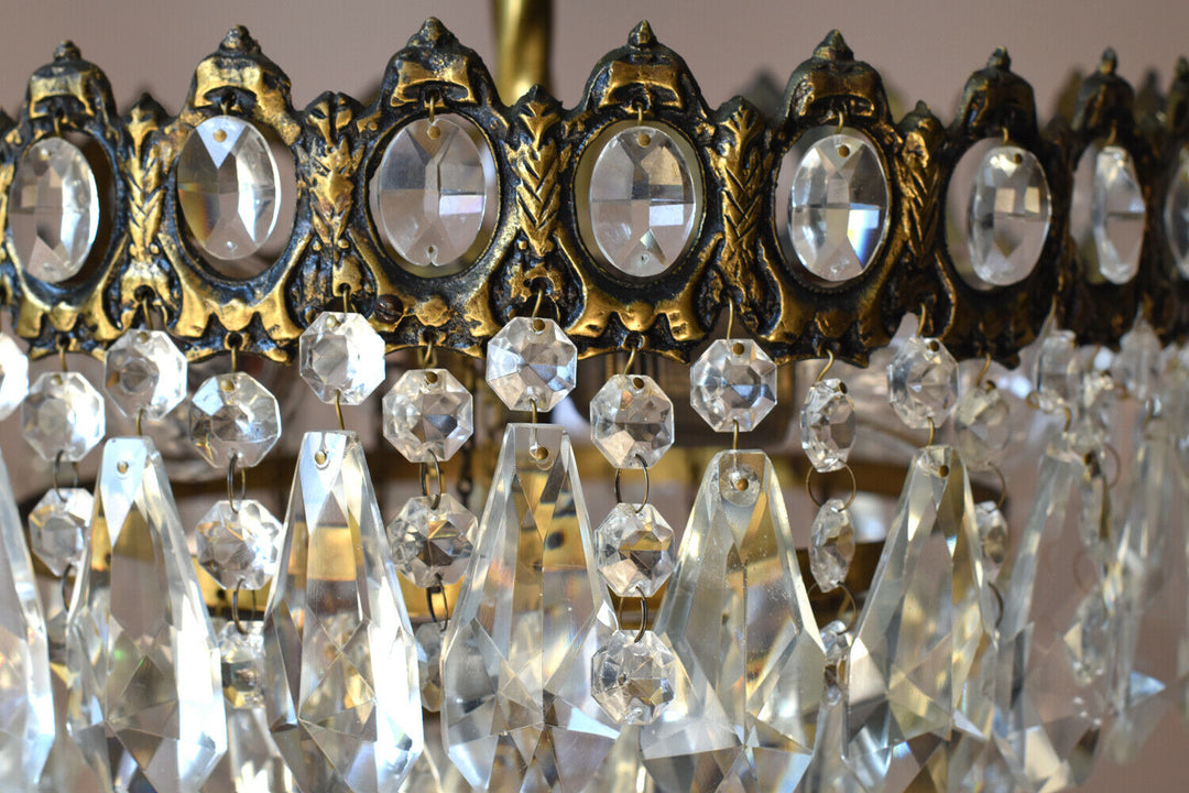 French Empire Antique / Vintage Crystal Chandelier, Home İnterior Lamp Pendant