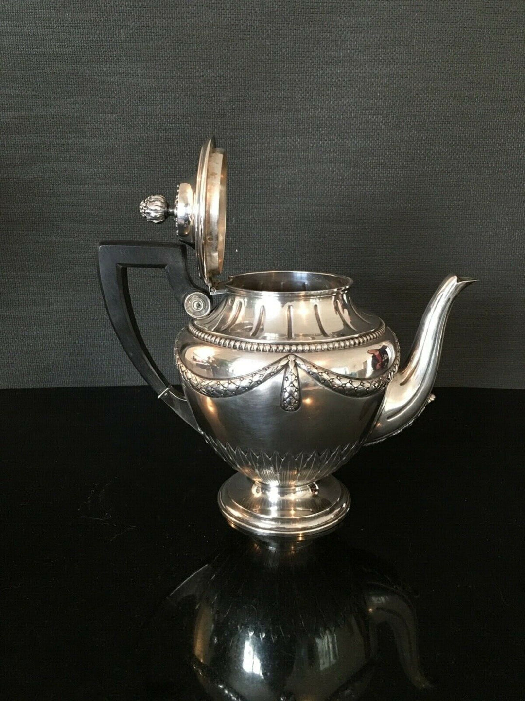 Cardeilhac belle teapot solid silver 950 °/°° king post minerve