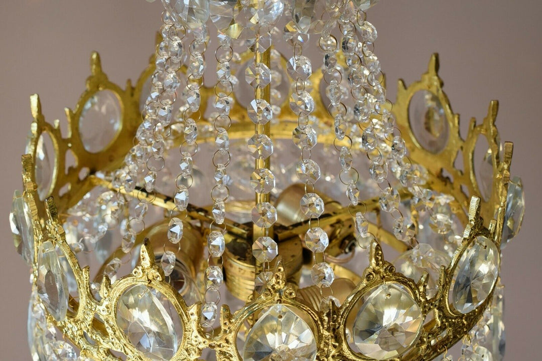 Brass Lighting Antique French Vintage Ceiling Living Room Bar Crystal Chandelier
