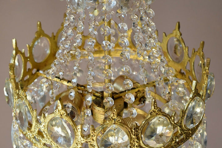 Brass Lighting Antique French Vintage Ceiling Living Room Bar Crystal Chandelier