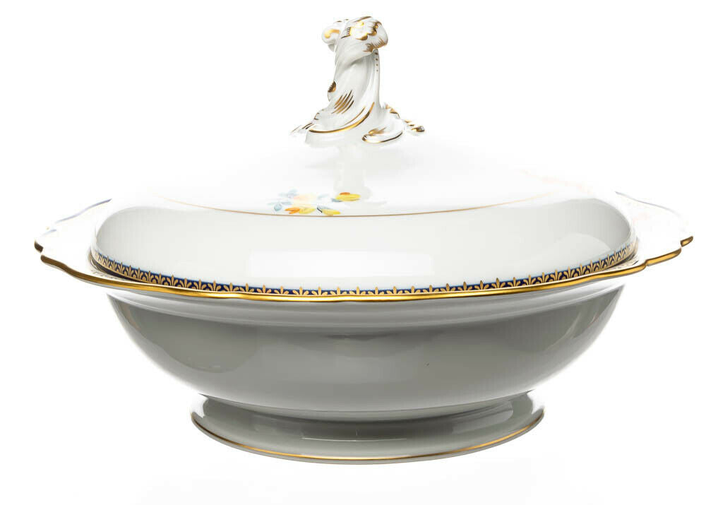 Deckelschüssel Blumenbukett A-Kante Meissen Neuer Ausschnitt 1. Wahl 1964 26,4cm