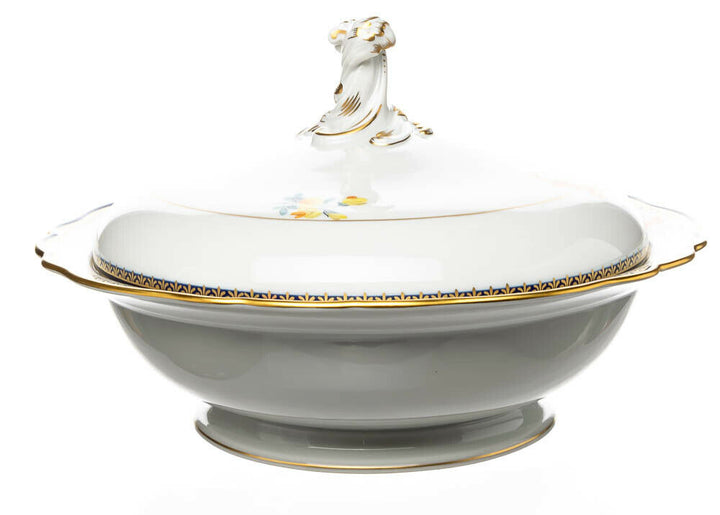 Deckelschüssel Blumenbukett A-Kante Meissen Neuer Ausschnitt 1. Wahl 1964 26,4cm