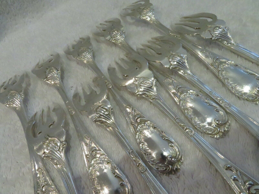 1900 french silver (minerve 950) 10 fish forks E Puiforcat french rococo st