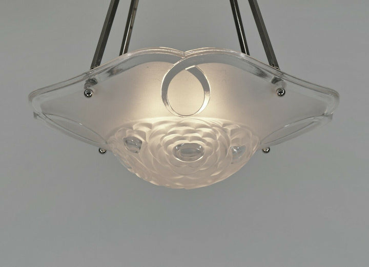 DEGUE : FRENCH 1930 ART DECO PENDANT ......... chandelier lamp muller era France