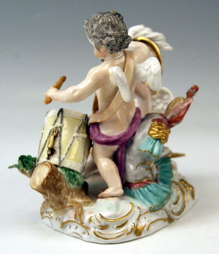 MEISSEN FIGUR GRUPPE 2 PUTTEN MIT TROMMEL 2 CUPIDS WITH DRUM ACIER C40 UM 1820