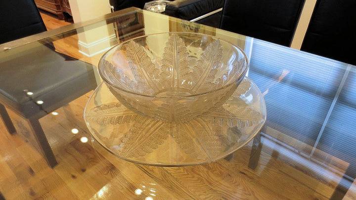 Large Rene Lalique Felix Bowl and Charger Under Plate Circa 1926