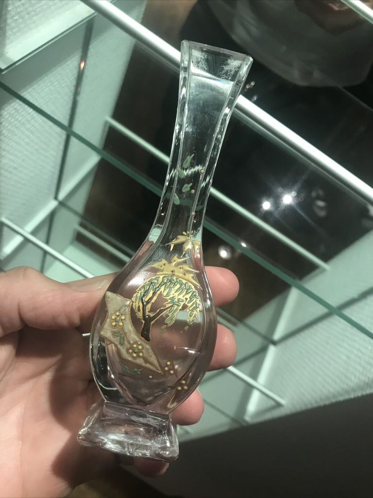 Baccarat オールドバカラ/※極稀少作品 ジャポニズム グリーン　花鳥花瓶 オールドバカラ「ジャポニズム文様花瓶」《アンティックかとう》