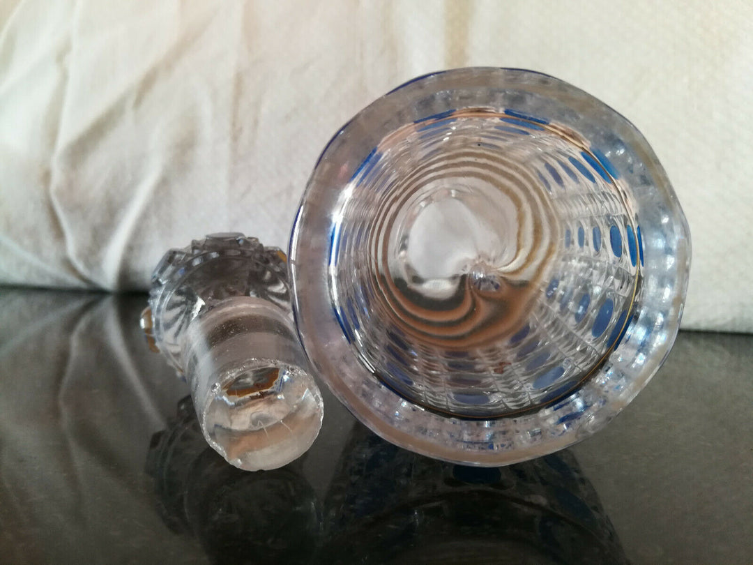 BACCARAT –1 Ancien Flacon en Cristal Massif modèle Diamants Pierreries Bleues