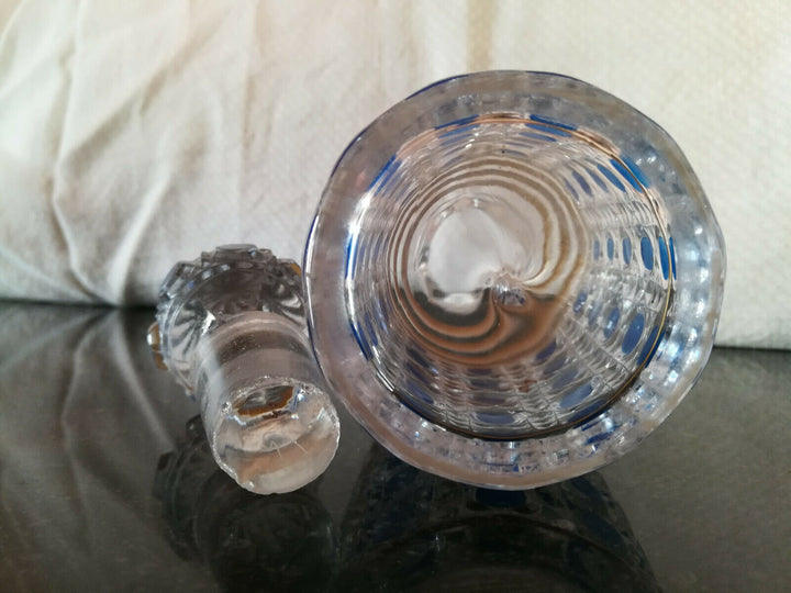 BACCARAT –1 Ancien Flacon en Cristal Massif modèle Diamants Pierreries Bleues