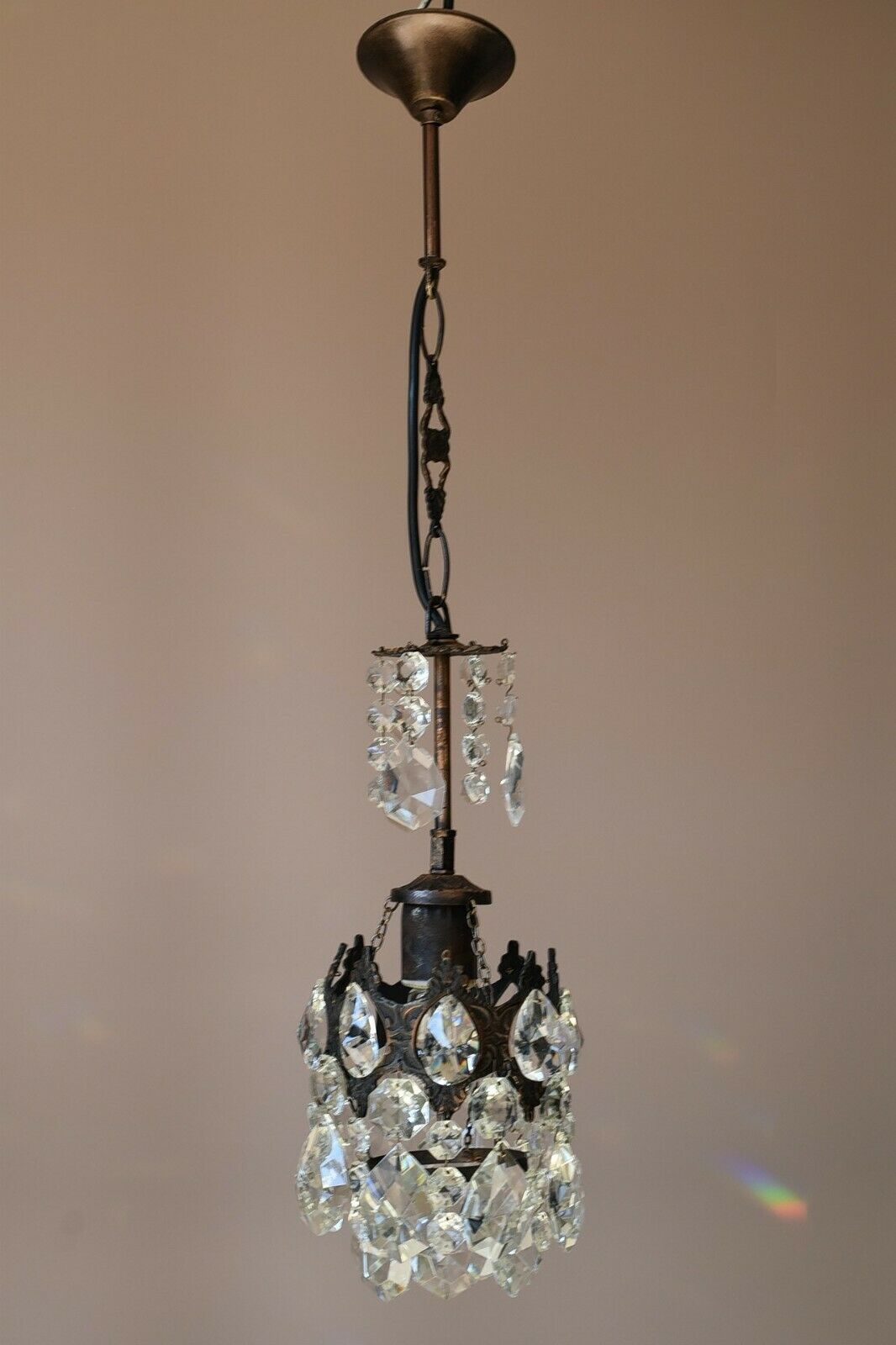 Vintage Crystal Chandelier Antique Brass French Style Home Lighting Retro lamp