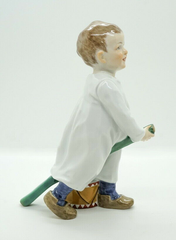 MEISSEN FIGUR マイセン HENTSCHELKIND KNABE AUF STOCK REITEND MNR: W119 UM 1924 - 34