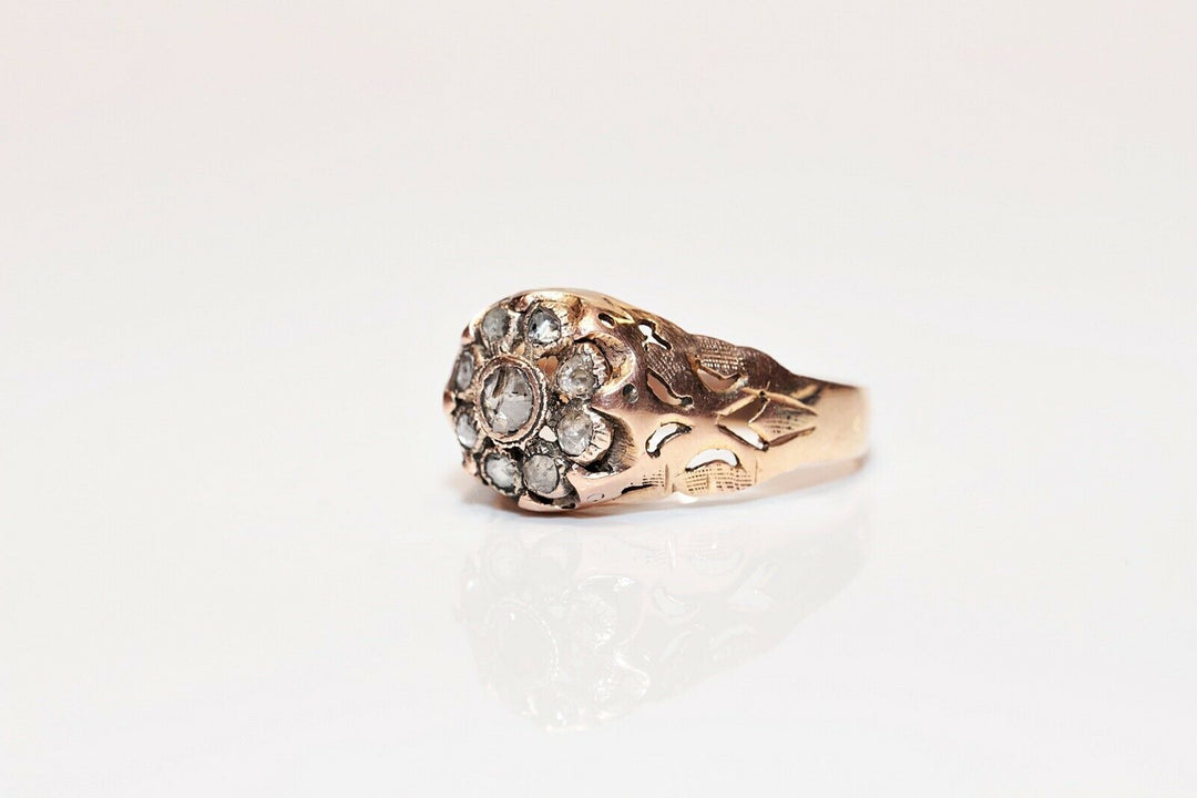 アンティーク オリジナル 10K ナチュラルローズカットダイヤモンドのオスマンリング