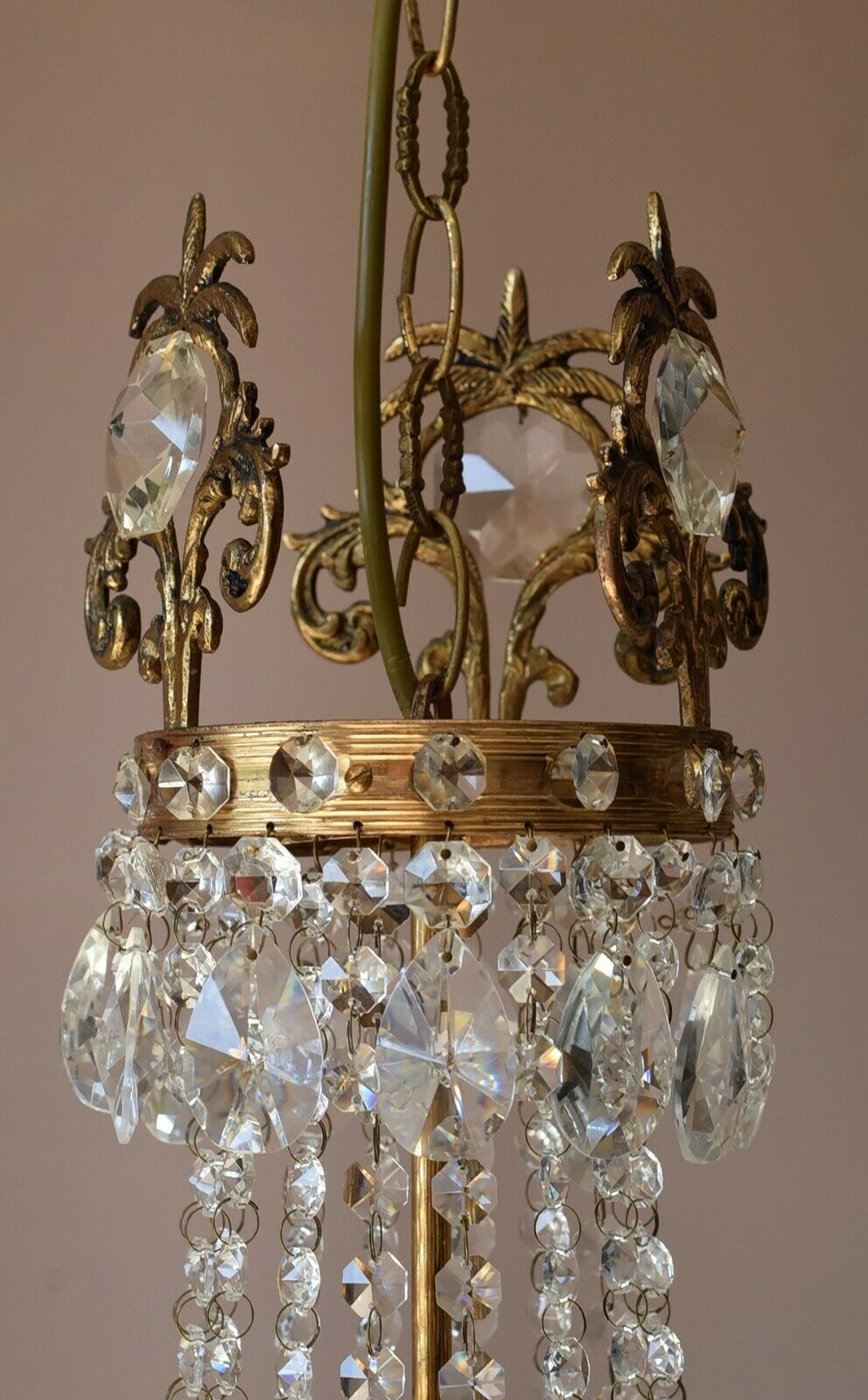 Ornate Antique/ Vintage Crystal Chandelier, Hallway Lighting Light Pendant Lamp