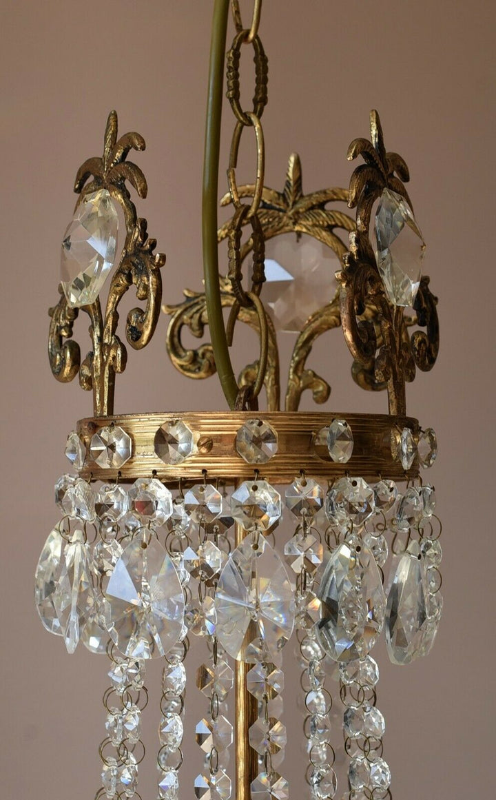 Ornate Antique/ Vintage Crystal Chandelier, Hallway Lighting Light Pendant Lamp