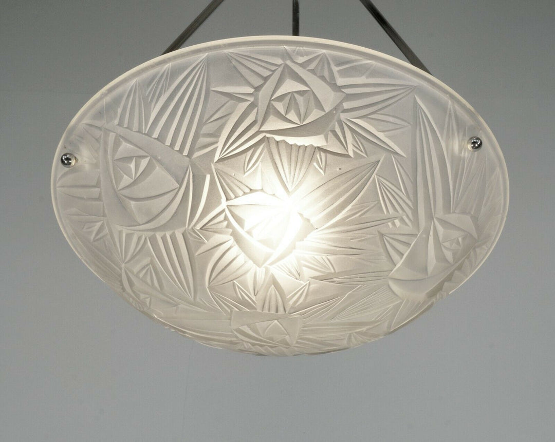 NOVERDY : FRENCH 1930 ART DECO PENDANT CHANDELIER .............. lamp muller era