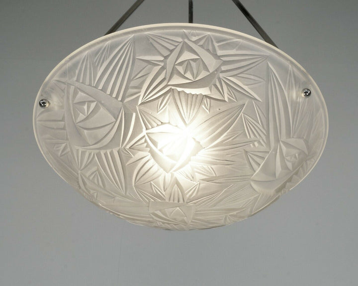 NOVERDY : FRENCH 1930 ART DECO PENDANT CHANDELIER .............. lamp muller era