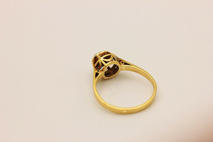 オールド オリジナル 18K ダイヤモンドとローズカットダイヤモンドのソリテールリング