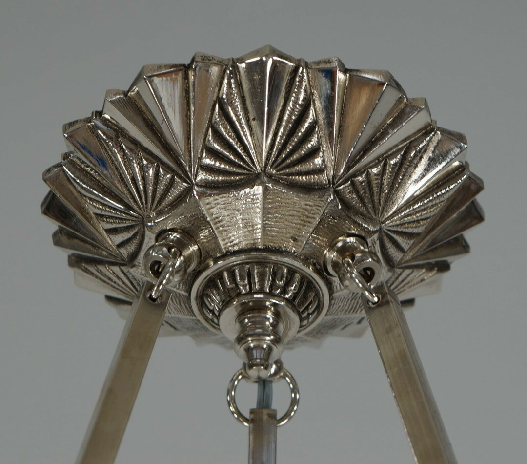 MAYNADIER & SCHNEIDER : FRENCH ART DECO PENDANT CHANDELIER 1930 lamp muller era